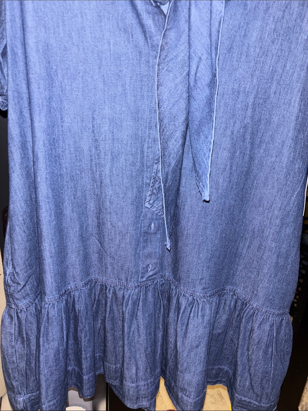 NWT Free Assembly Women's Tie Neck Denim Dress, Sizes XXlDenim Bow-Tie Midi - Picture 7 of 8